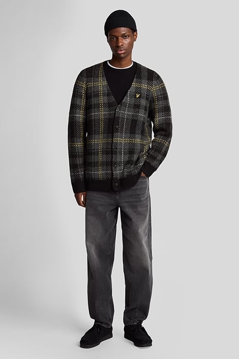 BRUSHED TARTAN CARDIGAN JET BLACK 3