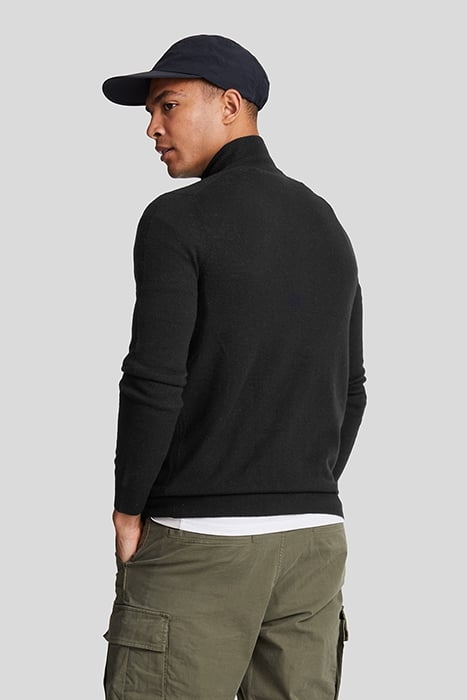 LAMBSWOOL BLEND ZIP THROUGH CARDIGAN JET BLACK MARL 2