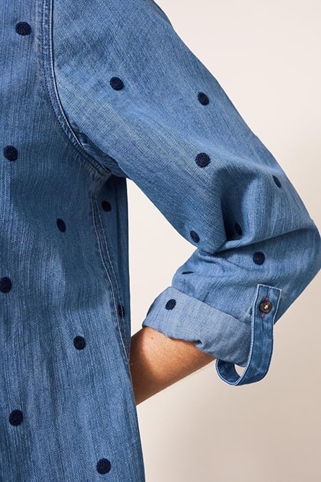 EVA EMBROIDERED DENIM TUNIC MID DENIM 5