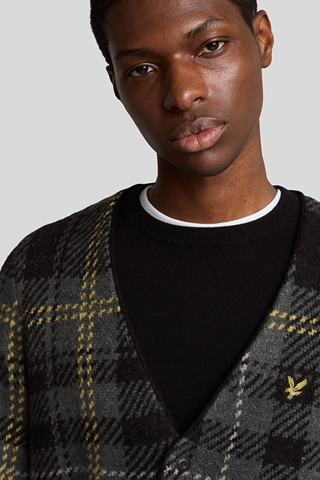 BRUSHED TARTAN CARDIGAN JET BLACK 5