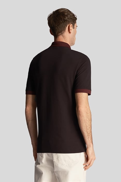 TONAL RINGER POLO SHIRT JET BLACK/ BURGUNDY 2