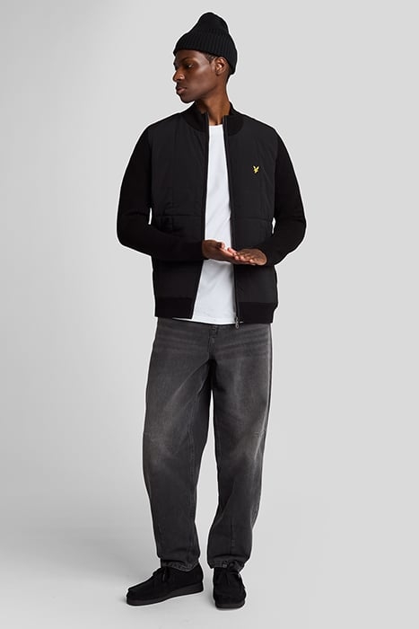 HYBRID TEXTURED ZIP THROUGH CARDIGAN JET BLACK 3