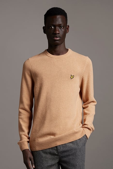 CREW NECK LAMBSWOOL BLEND JUMPER TAN MARL 1