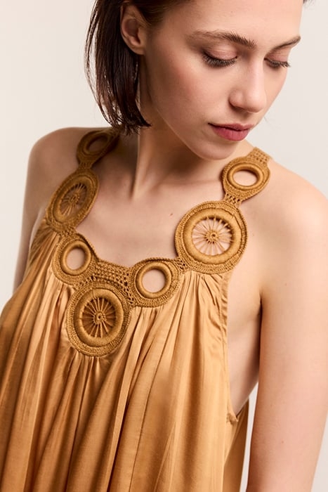 DRESS SOLID SATIN SOFT CAMEL 4