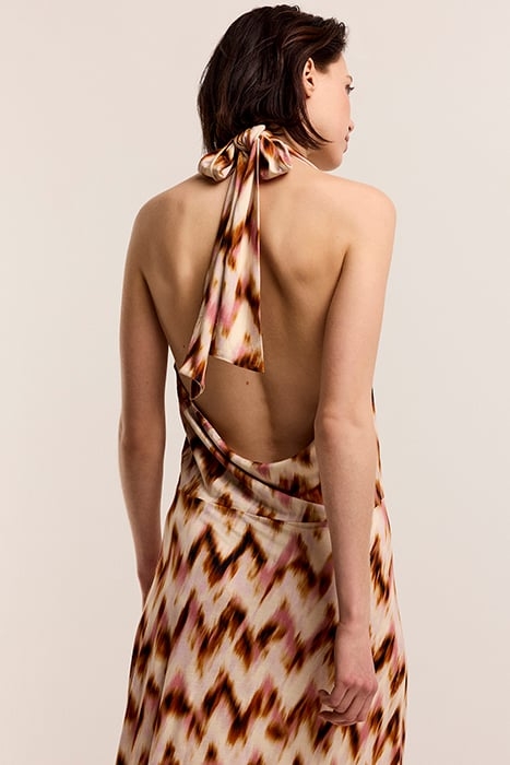 HALTER DRESS BLURRED ZIG ZAG PRINT MULTICOLOUR 3