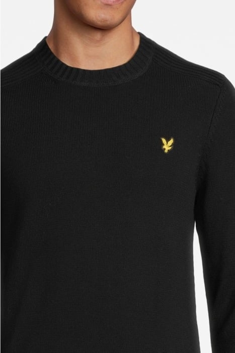 SHOULDER DETAIL CREW NECK KNIT JUMPER JET BLACK 3