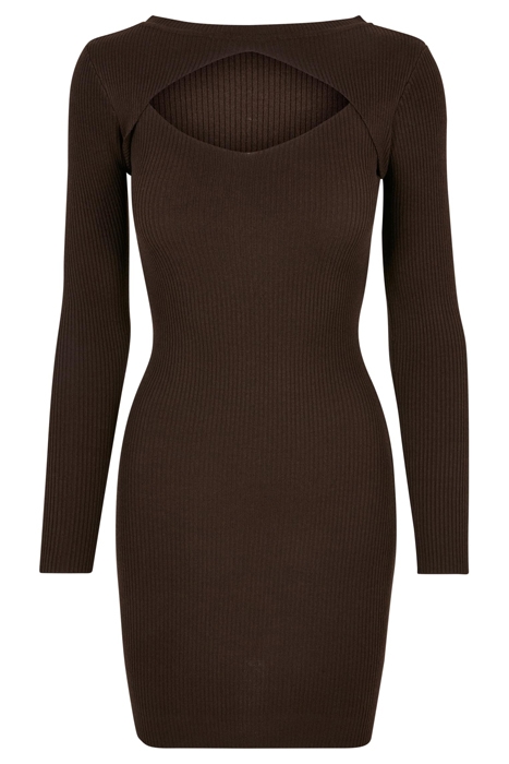 LADIES CUT OUT DRESS BROWN 4
