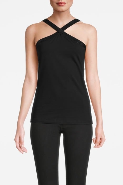 SINGLET CROSS BAND ORGANIC COTTON ELASTANE BASIC BLACK 1