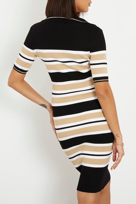 GUESS ECO MAIA SS DRESS SWTR BLACK WHITE TAUPE ST 2