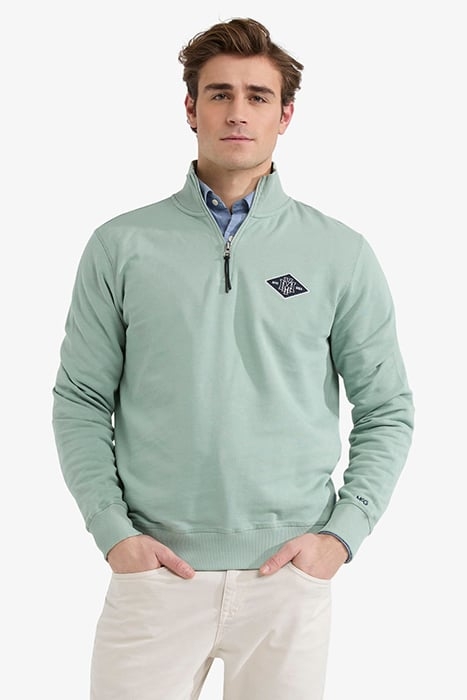 ZIP MOCK SWEATSHIRT ICE GREEN 1