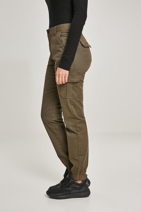 LADIES HIGH WAIST CARGO PANTS OLIVE 6