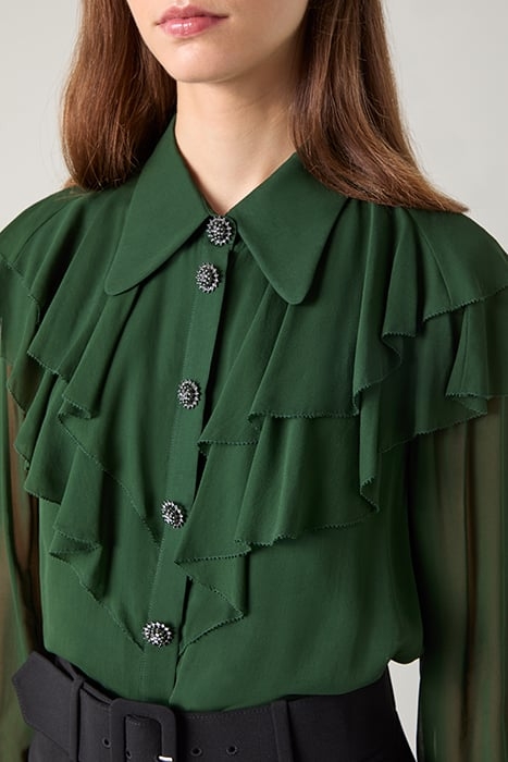 MARGAUX RUFFLE BLOUS DARK GREEN 4
