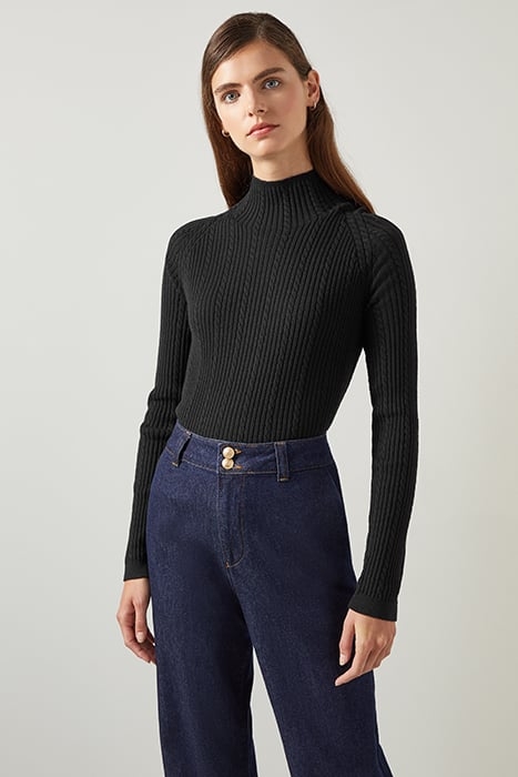 WEST CABLE KNITTED SWEATER BLACK 1