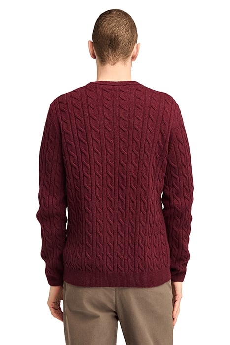 PHILLIPS BROOK CABLE CREW NECK SWEATER CORDOVAN HEATHER 2