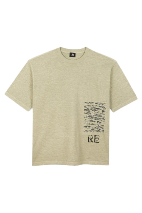 MENS GREY GREEN TSHIRT COASTAL PRINT GREY BEIGE 3