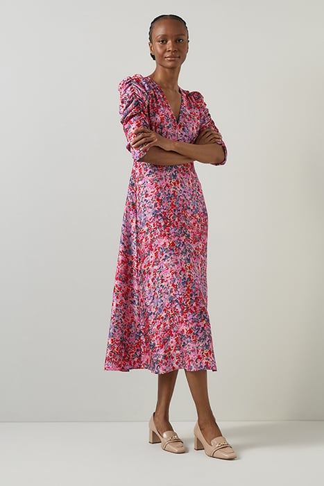 ERIN JACQAURD MIDI DRESS PINK 4