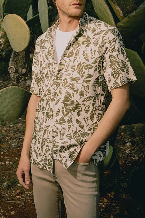 KHAKI REGULAR SHIRT WITH ETHNIC MOTIFS 8