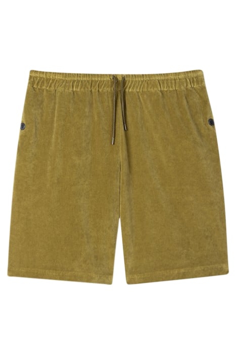 MENS GREEN VELOUR SHORTS PEA GREEN 1