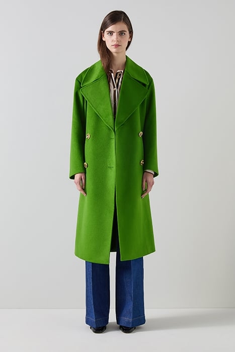 AMOR WOOL DOUBLE BREASTED COAT GREEN 1