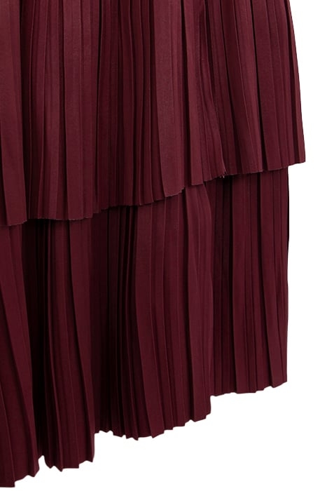 BURGUNDY POLYESTER PLEATED DRESS WITH STUD DECORATION 4