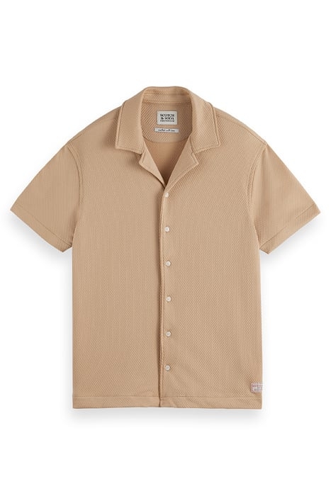 SS POPCORN JERSEY CAMP SHIRT LT PASTEL BROWN 1