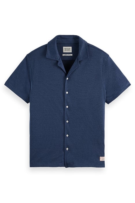 BIRDSEYE JACQUARD CAMP SHIRT BLACK/BLUE 1