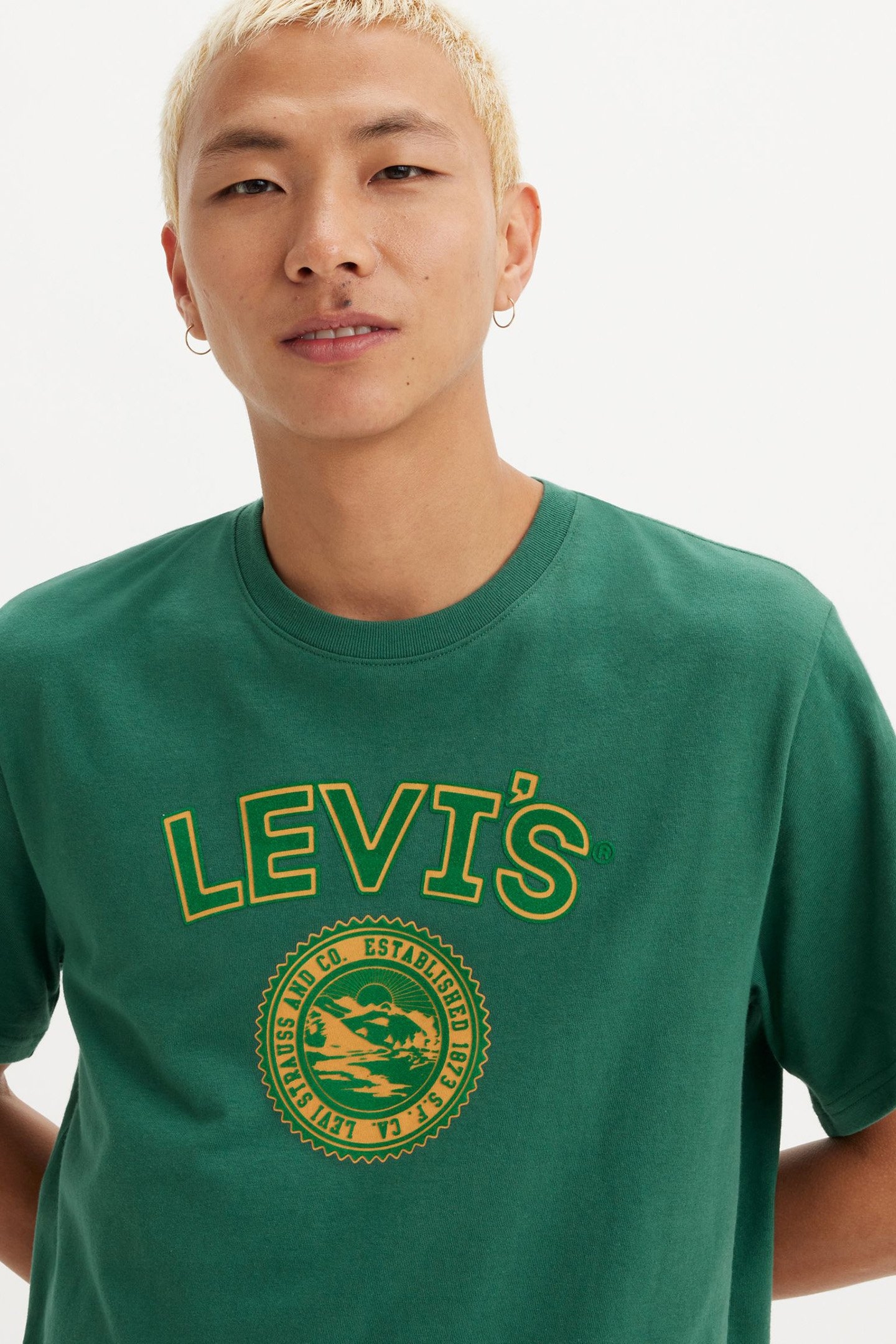 SS RELAXED FIT TEE VARSITY LOGO PATCH BI 5