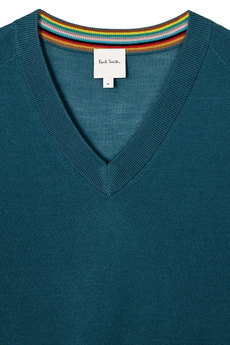 MENS SWEATER V NECK PETROL BLUE 6