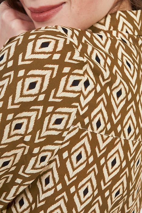 BEIGE SHIRT DRESS WITH ETHNIC BOHO PRINT 6