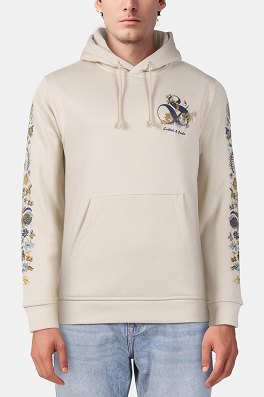 RELAXED FIT FLEECE GRAPHIC HOODIE PARCHMENT 1