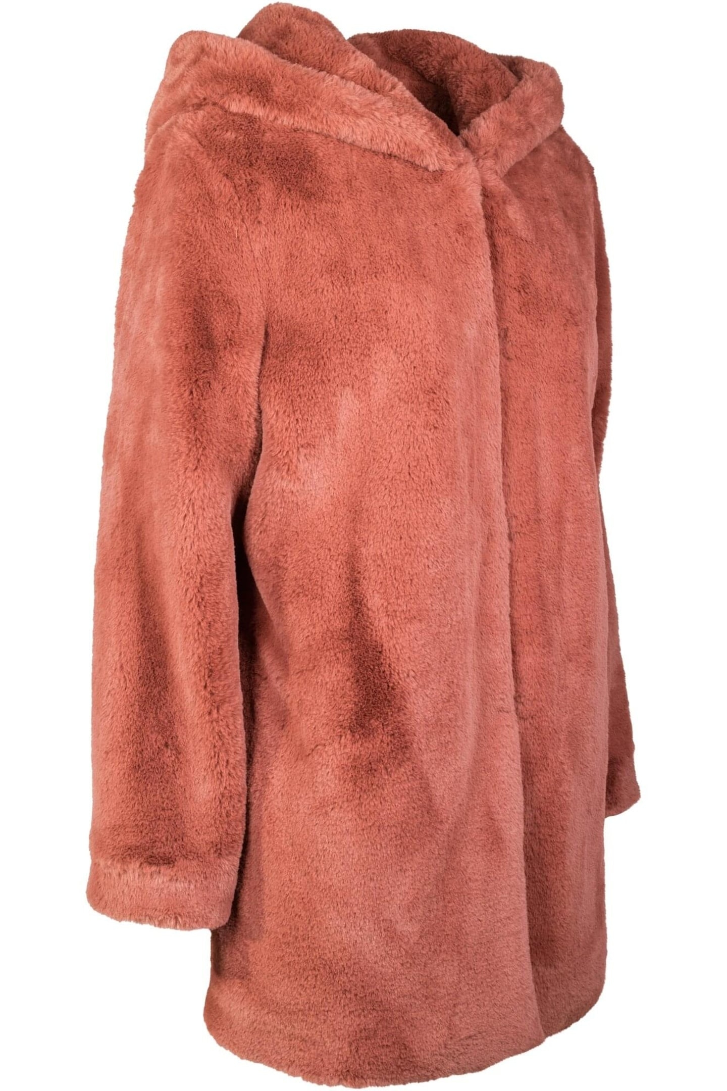 LADIES HOODED TEDDY COAT DARKROSE 5