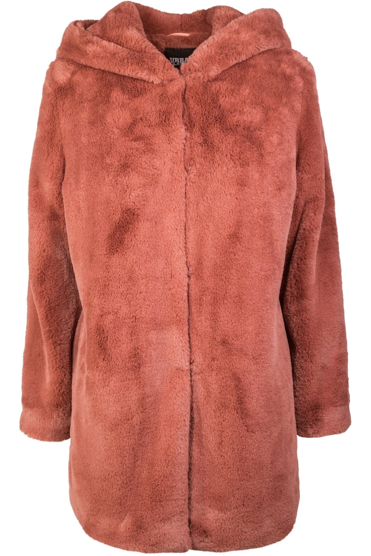 LADIES HOODED TEDDY COAT DARKROSE 4