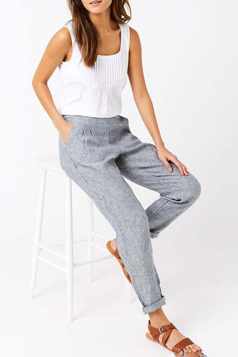 MAISON LINEN TROUSER GREY PLAIN 3