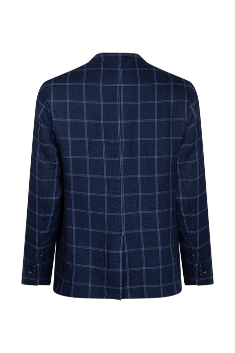 ST EDMUNDS CHECK LINEN BLAZER NAVY 2