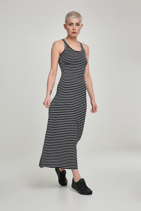 LADIES LONG RACER BACK DRESS BLACK/WHITE 4
