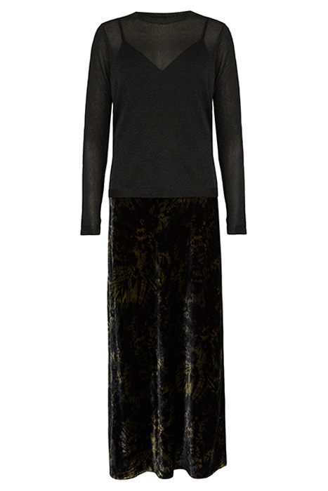 KELSIE PEACE DRESS BLACK/KHAKI GREEN 1