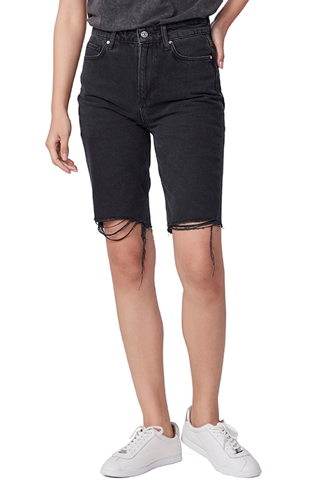 ROBBIE HIGH RISE SHORT BLACK MEADOW W/ STRINGY HEM 1
