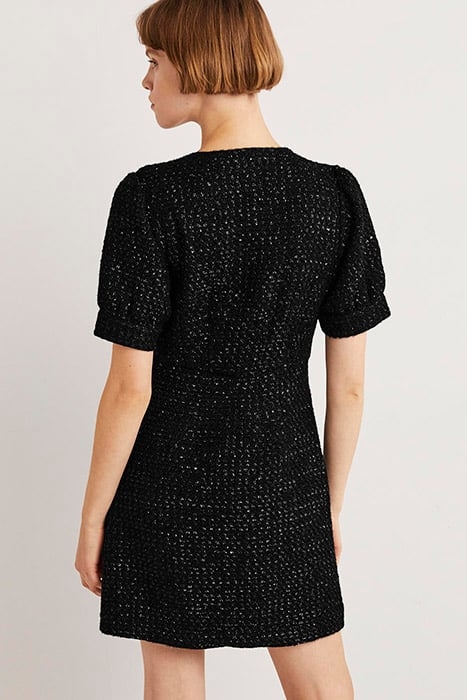 METALLIC TEXTURED MINI DRESS BLK 2