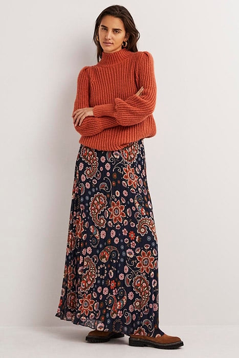 PLEATED PARTY MAXI SKIRT NAV 1