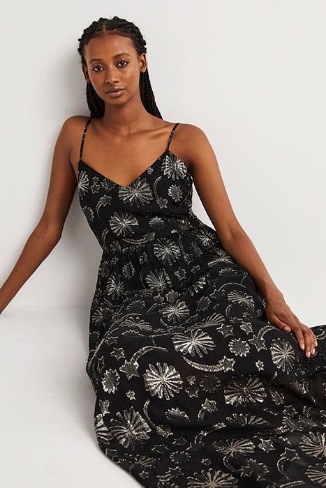 METALLIC JACQUARD MAXI DRESS BLA 3