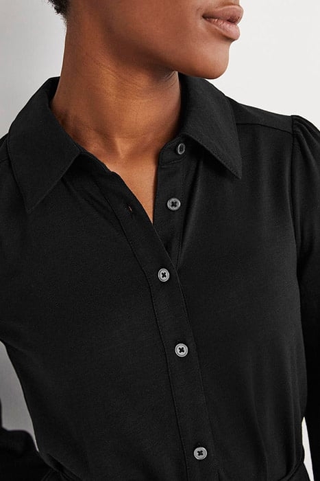 TIERED JERSEY MINI SHIRT DRESS BLK 4