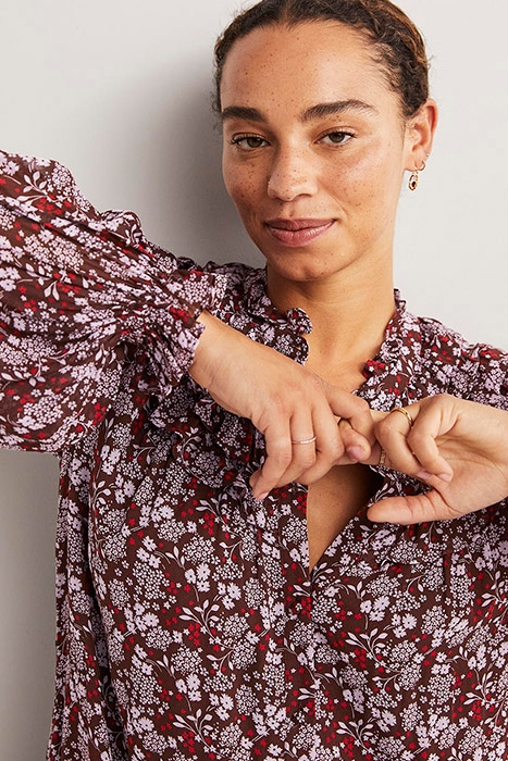 RUFFLE YOKE MIDI SHIRT DRESS PRP 4