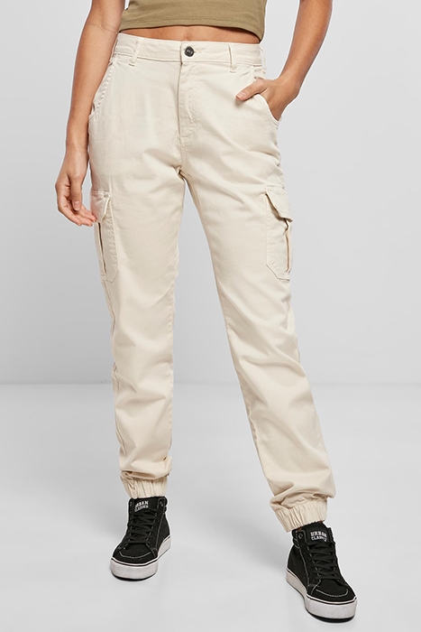 LADIES HIGH WAIST CARGO PANTS WHITESAND 2