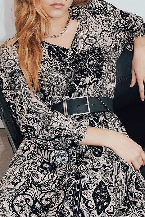 WOMEN'S SCARF-PRINT VISCOSE CREPE SHORT DRESS 2