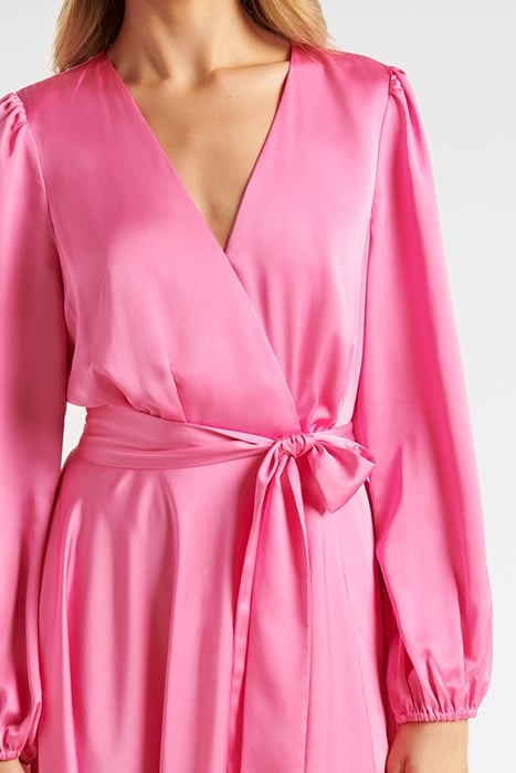 MARILYN SATIN WRAP MIDI DRESS PINK COSMOS 4