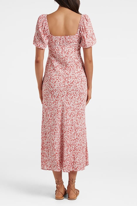 LORELAI RUCHED FRONT MIDI DRESS RED WESTBURY DITSY 2