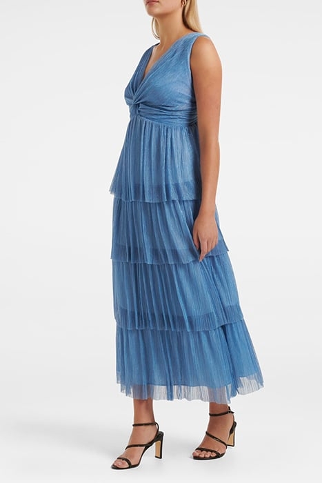 JADE TIERED PLISSE MIDI DRESS BLUE 3