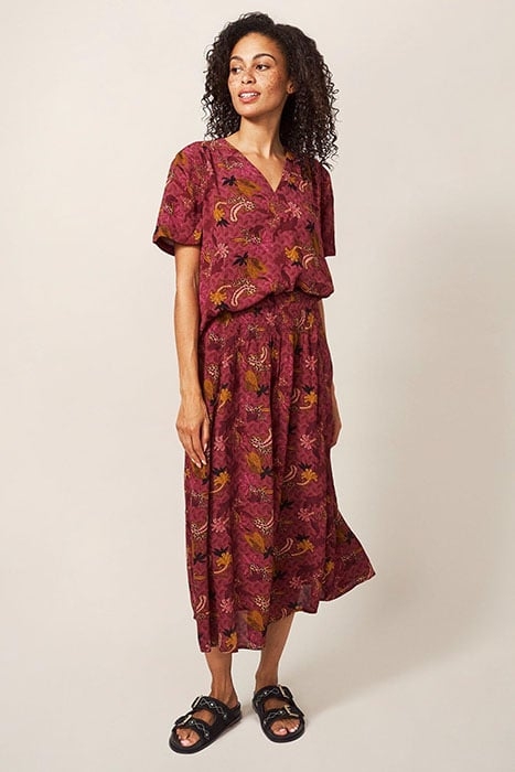 AUBREE MIDI SKIRT PLUM MULTI 1