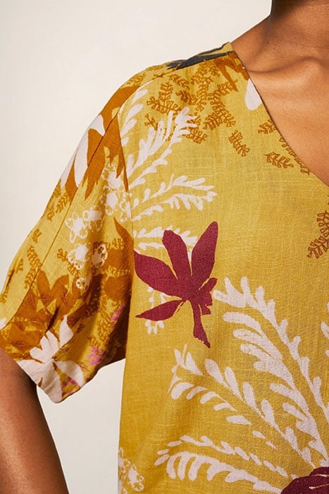 KATE LINEN BLEND TOP YELLOW MULTI 3