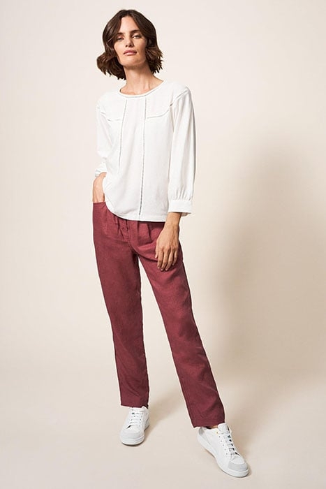 ROWENA LINEN TROUSER DARK PLUM 1